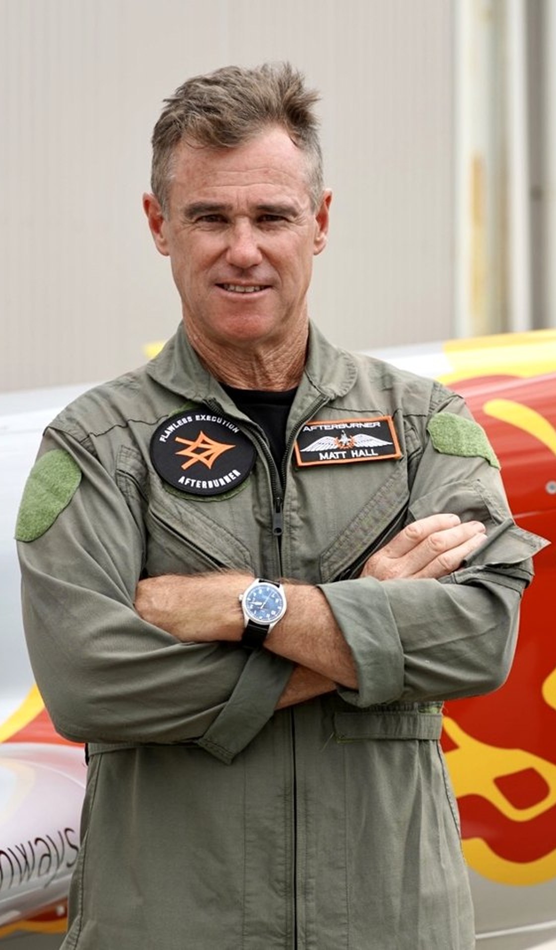 Matt Hall, CEO of Afterburner Australia, in an Afterburner flight suit